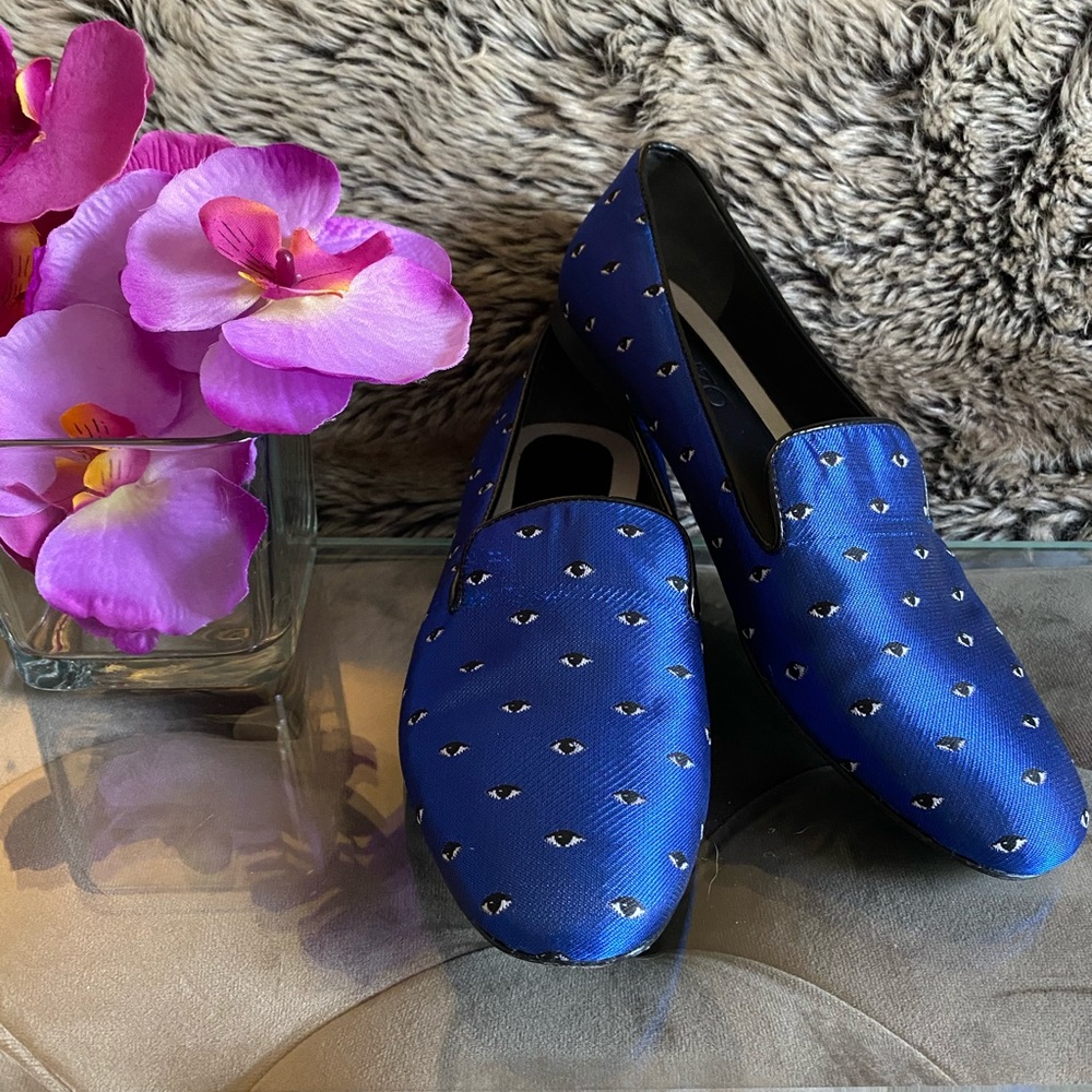 Kenzo Blue Satin Evil Eye Loafers
